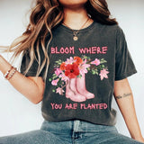 Bloom Where You are Planted Pink DTF Transfers - THIS IS NOT A SHIRT