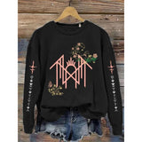 Blooming Symbol Print Vintage Sweatshirt, Gift For Fan Sleeves With Designs