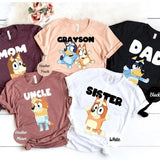 Blue Shirt,  Matching Shirts, Personalized Blue Tee, Blue Tee,  Blue Tee,  Blue Dog, Blue and Bingo,  Shirt