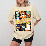 Bluey Co Halloween Unisex T-Shirt, Bluey Halloween T-Shirt, Halloween Gifts, Gift For Her, Gift For Him Fabric Top