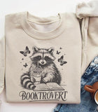 Booktrovert Sweatshirt, Book Lover Gifts, Reading Raccoon Shirt, Funny Raccoon Bookish Sweatshirt Casual Classic Cotton Fabric