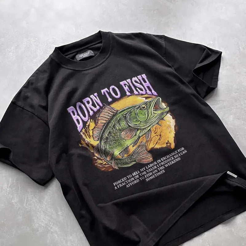 Born To Fish Forced To Sell My Labor Fishing, Meme T-Shirt, Fishing Shirt For Men, Funny Fisher Tee, Husband Shirt, Gift, Dad Gifts Fishing