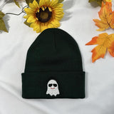 Boy Ghost embroidered Beanie; Halloween embroidered Beanie Cotton Cotton Cotton