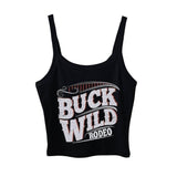 Buck Wild Crop Tank, Country Cowgirl Shirt, Western Crop Top, Rodeo T shirt Cotton Fit