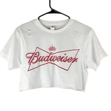 Budweiser Beer Distressed Country Western Nashville Texas Festival Cowgirl Graphic Tee Crop Top Cropped
