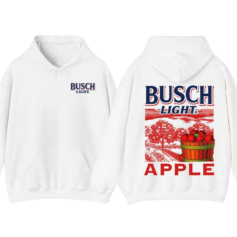 Busch Light Apple Peach Scenic 2-sided Hoodie and T-Shirt, Vintage Summer Beer Graphic Tee, Casual Streetwear Shirt for Men and Women