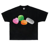 CANDY TEE Garment Dyed Boxy Ultra Cotton Streetwear Shirt Y2K Fashion Grillz Pills