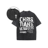 CHRISTIAN and TATTOOED Look Benath The Surface So You Can Judge Correctly 2 Sided Comfy Printed Tee Pure Cotton Fabric Casual Streetstyle Crew Neck Short Sleeve Soft-Washed T-Shirt Trendy Tops for Women for Men, Perfect Gift