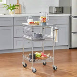 Compact, Kitchen Cart, Stainless Steel, Top, 2, Bottom, Storage Shelves