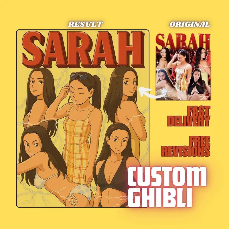 CUSTOM Ghibli Style Art Retro Shirt, Customized Photo to Ghibli Style Art Vintage, Artistic Anime Tee, Fan Art Shirt