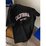 California Graphic Print Men's Creative Top, Casual Short Sleeve Round Neck T-shirt, Men's Outdoor Apparel for Summer and Spring Menswear Embroidered