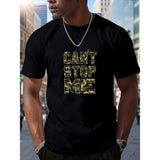 Camouflage Print Short Sleeved T-shirt - Casual, Comfy, Versatile, and Perfect for Men's Leisure Everyday Wear in Spring and Summer Made in USA