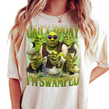 Can't Today I'm Swamped Comfort Color Shirt, Shrek Funny Fiona And Shrek Face Meme Shirt, Cotton Unisex Shirts, Crew Neck, Size S- 3XL, Menswear Top, Gift for Men, Gift for Women, Crew Neck T-shirt, Trending T-shirt