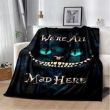 Cartoon Alice in Wonderland Cheshire Cat Soft Blankets,Throw Blanket Comfortable Blanket for Picnic Beds Sofa Home Bedroom Kids