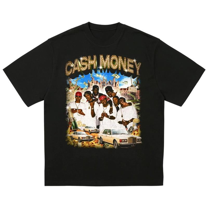Cash Money T-Shirt Vintage Rap Tee Streetwear Hip Hop Band Graphic Merch 90S Y2K, Y2K Music Tshirt, Gift For Fan, Unisex T-Shirt, Short Sleeve Tee Shirt, Classic Cotton Unisex Tshirt Fabric Menswear