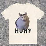 Cat Saying Huh? Unisex Jersey Short Sleeve Tee, Meme Shirt, Trending Top, Viral Shirt, Funny Gift Ideas, Memes