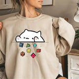 Cat Throwing Dice Sweatshirt, Cute Cat Shirt, Tabletop Games, RPG Tee, Role Playing Game Shirt, Dungeon Master, DnD Shirt, Dungeons and Dragons Shirt