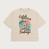 Catch Waves Not Feelings Trending Summer Vacation Funny Beach Shirt Retro Summer Funny Cat Tee