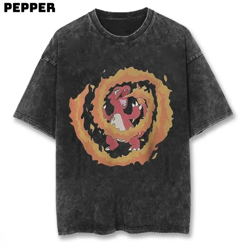 Chameleon Flame Spiral Vintage Tee, Pokemon Shirts, Chameleon Flame Spiral Shirt, Chameleon Flame Spiral Merch, Pokemon Merch, Pokemon Chameleon Flame Spiral Shirts, Cute Shirts,  Anime Graphic Te , Trendy Shirt Menswear Top Underwear Tshirt