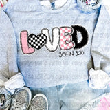 Checkered Loved John 3:16 DTF Transfers - THIS IS NOT A SHIRT