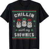 Chillin With My Snowmies Ugly Christmas Snowman T-Shirt