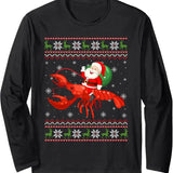 Christmas Santa Riding Lobster Funny Ugly Xmas Sweater Long Sleeve T-Shirt