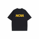 Classic Pure Cotton Sports American Simple Style Letter Print Drop Shoulder Bottoming round Neck Short Sleeve T-shirt