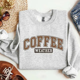 Coffee Weather Crewneck Sweatshirt - Trendy Gift for Coffee Lovers, Christmas Sweatshirt Cotton Menswear Tops