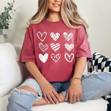 Comfort Colors Cute Valentine Hearts T-shirt, Valentines Day Shirts For Woman, Valentine Shirt, Cute Valentine Gift, Valentines Day Gift