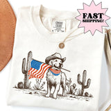 Comfort Colors Dog Shirt, 4th of July Shirt, USA Western Shirt, Fourth of July Shirt, American Flag Shirt