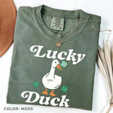 Comfort Colors Funny Lucky Duck T-Shirt, Funny St Patrick's Tee, St Patty's Shirt, Irish Party T-Shirt, Woman Irish Clothing, Lucky Outfit