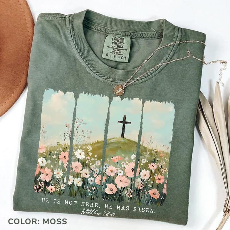 Comfort Colors He Is Not Here, He is Risen Shirt, Easter Christian Tee, He Is Risen T-shirt, Religious Tshirt, Jesus Lover Gift, Motivational Gift