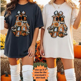 Comfort Colors Patchwork Ghost Women's Short Sleeve Casual Cotton Graphic Tshirt - unisex Fit for Women's Wear