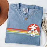 Comfort Colors Retro Tropical Island T-shirt, Vintage Sunset Summer TShirt, Colorful Palm Tree Outfit, Beach Tee, Summer Vacation Tee Giftsstyle{n002}2