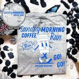 Comfort Colors Sunday Morning Coffee Women's Short Sleeve Casual Cotton Graphic Tshirt with Pocket Accent Design