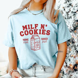 Comfort Colors Women's Christmas Milf N Cookies Short Sleeve Cotton Graphic T-Shirt