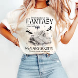 Comfort Colors Women's Graphic T-Shirt - Fantasy Readers Society Short Sleeve Casual Cotton Top - Womenswear