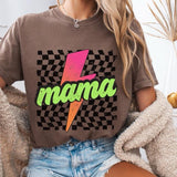 Comfort Colors Women's Neon Mama Oversized Short Sleeve Casual Cotton Graphic T-Shirt with Lightning Design - Womenswear, Tops Comfortable Fit