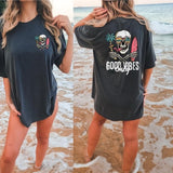 Comfort colors Good Vibes Only - Womens short sleeve casual cotton graphic Tshirt -  Womenswear Comfy Tee