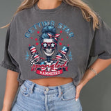 Comfort colors skeleton star spangled hammered short sleeve casual cotton graphic tee