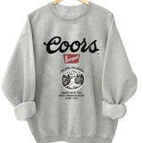 Coors Banquet Graphic Print Sweatshirt, Crew Neck Casual Sweatshirt For Spring & Fall, Women's Clothing Womenswear Printed