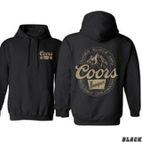 Coors Banquet Hoodie, Classic and Rugged Design Featuring Retro Coors Logo with Mountain Graphics, For Men, For Women