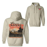 Coors Sunset in Golden Colorado Hoodie Sweatshirt T-Shirt, Vintage Scenic Graphic Apparel, Fabric Aesthetic Menswear Tops