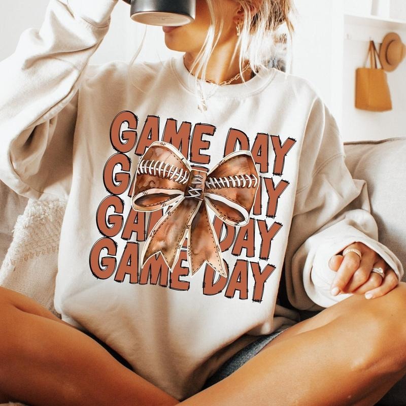 Coquette Football Shirt, Football Sweatshirt, Game Day Sweatshirt,  Unisex Classic Cotton with Graphic Print in All Sizes, For Men, For Women