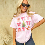 Coquette Pink Christmas Graphic Top