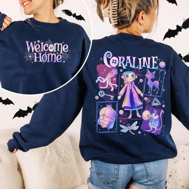 Coraline Movie Shirt, Coraline Doll Sweatshirt, Horror Film Shirt Cartoon Movie Shirt, Coraline Fan Tee