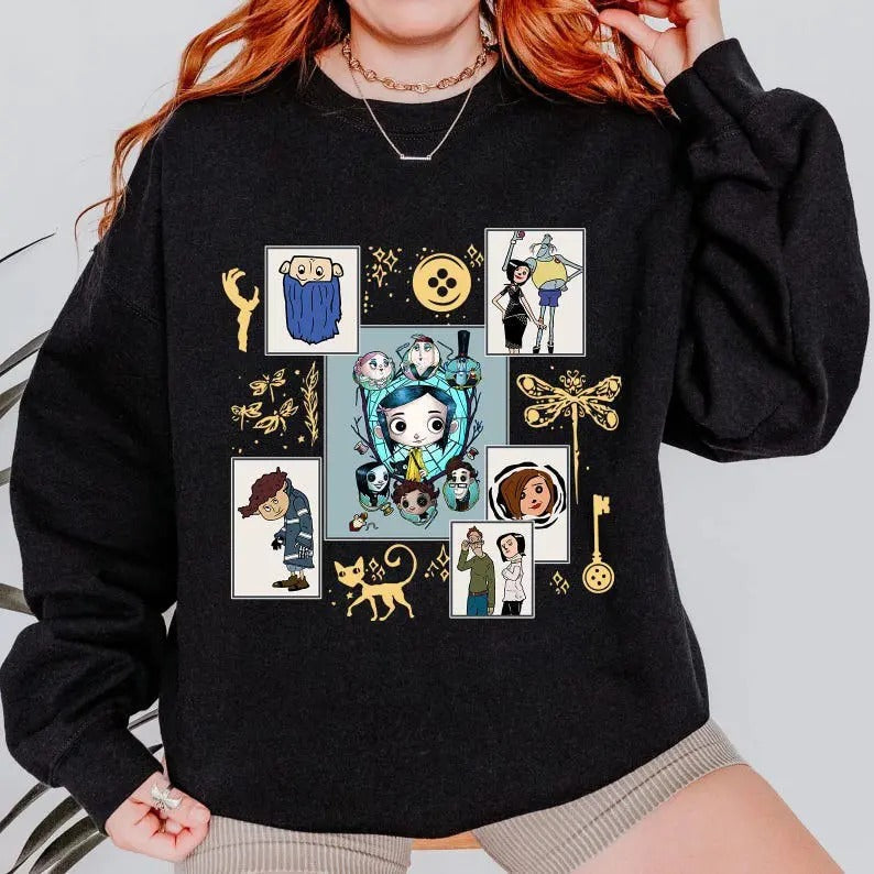 Coraline Movie Sweatshirt, Coraline T-Shirt, Funny Cartoon Hoodie 2024, Halloween T-Shirt, Coraline Fan Shirt