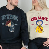 Couple Shirt, Wybie and Coraline Couple Sweatshirt, Cute Coraline T-Shirt, Valentine Movie Hoodie Shirt