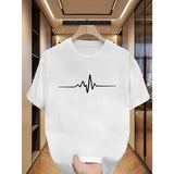 Creative Graphic Print Men's Casual Short Sleeve Round Neck T-shirt Plain Tee Menswear