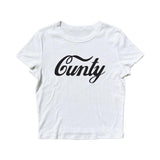 Cunty Baby Tee, Graphic Print Crewneck Crop Baby Tee, Casual Street Short Sleeve T-Shirt, 2024 Comfort Womensware Cotton Fit